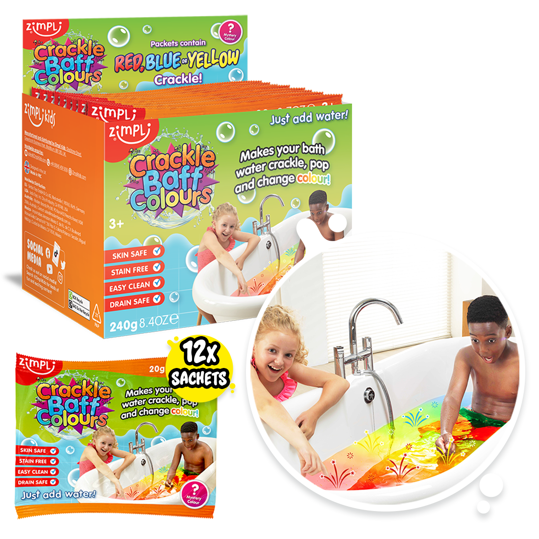 Zimpli Crackle Baff Colours Foil Bags - 12 pack