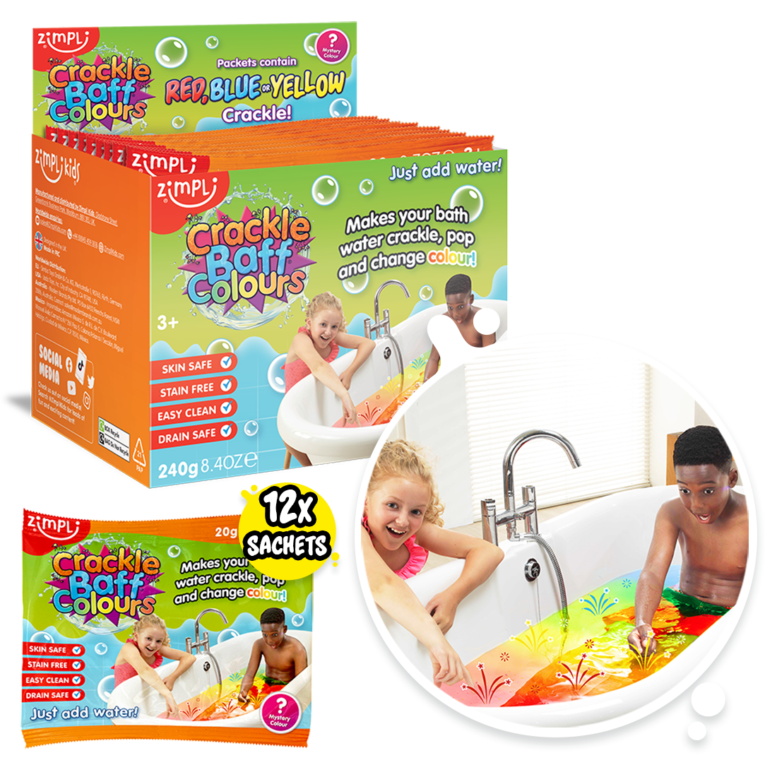 Zimpli Crackle Baff Colours Foil Bags - 12 pack Zimpli Crackle Baff Colours Foil Bags - 12 pack