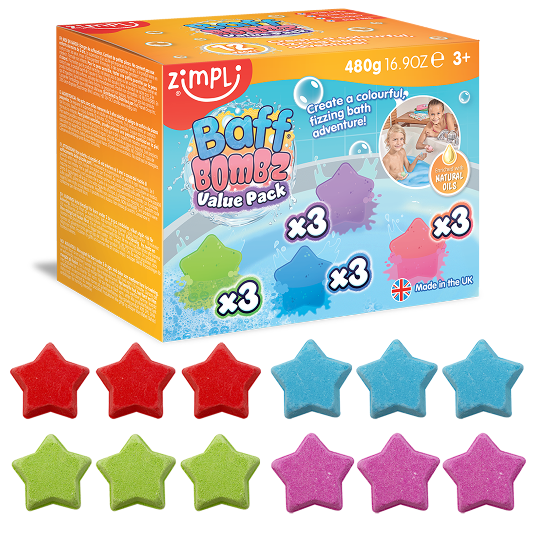 Zimpli Baff Bombz Star Value Pack - 12 Pack