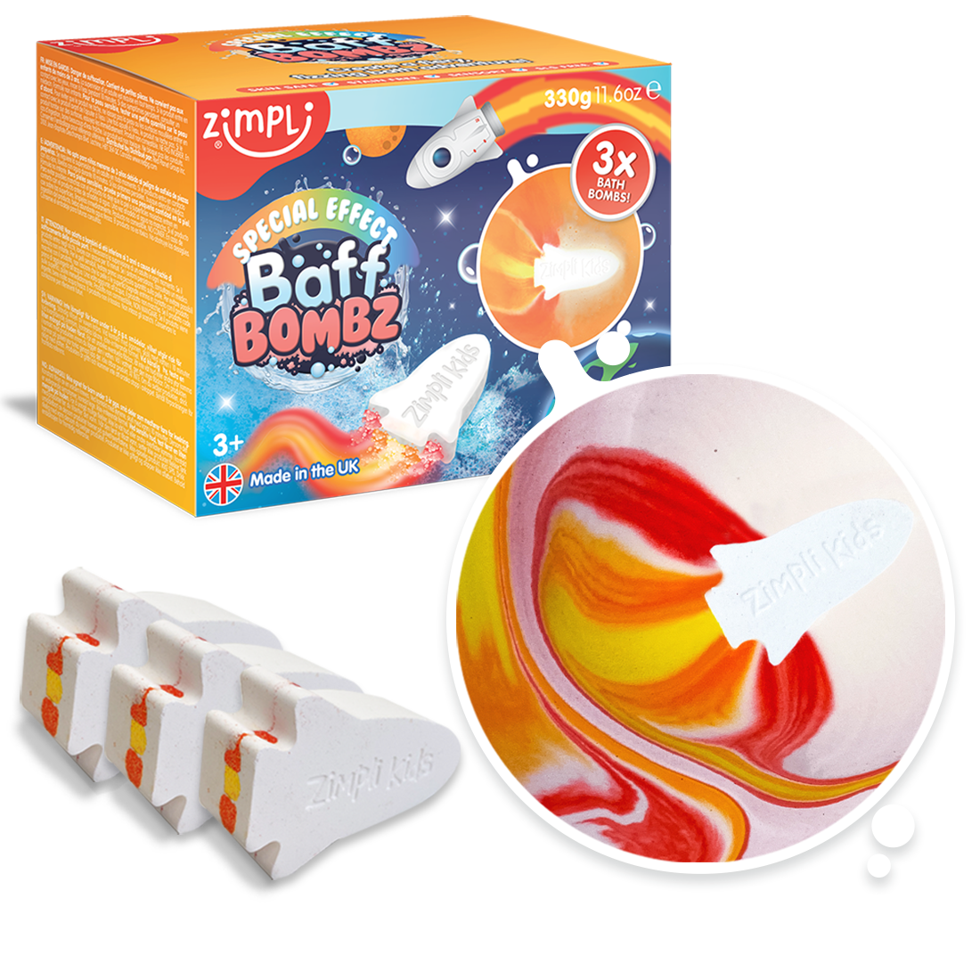 Zimpli Large Rocket Special Effect Baff Bombz - 3 Pack