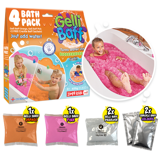 Zimpli Gelli Baff 4 Use Pack - Orange & Pink