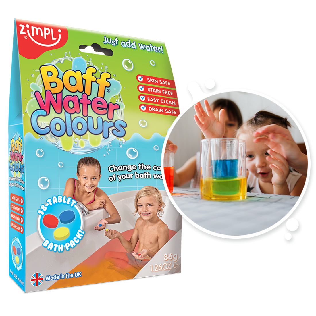 Zimpli Baff Water Colours - 6 Pack (18 Tablets)
