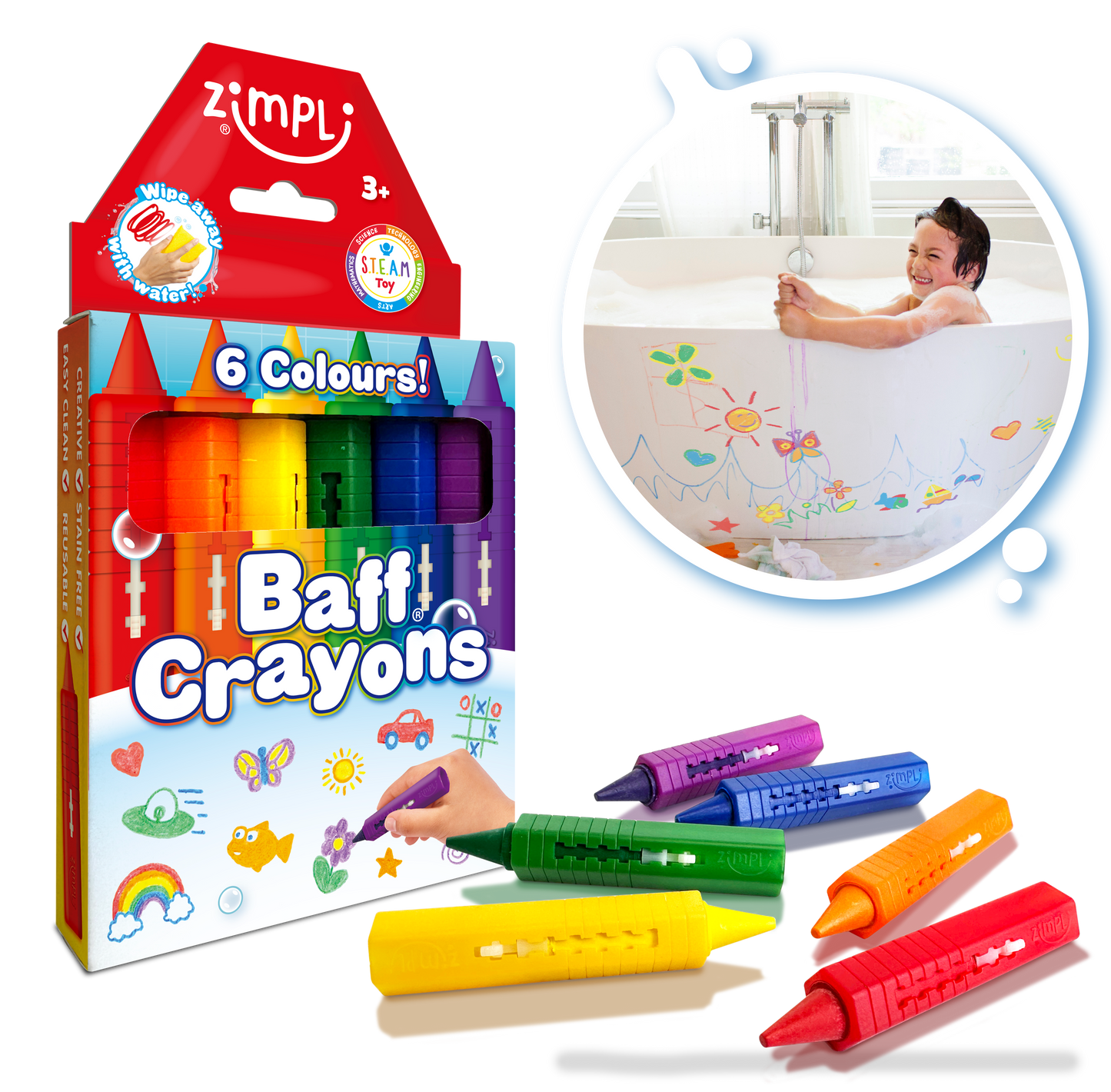 Baff Crayons 6 Pack