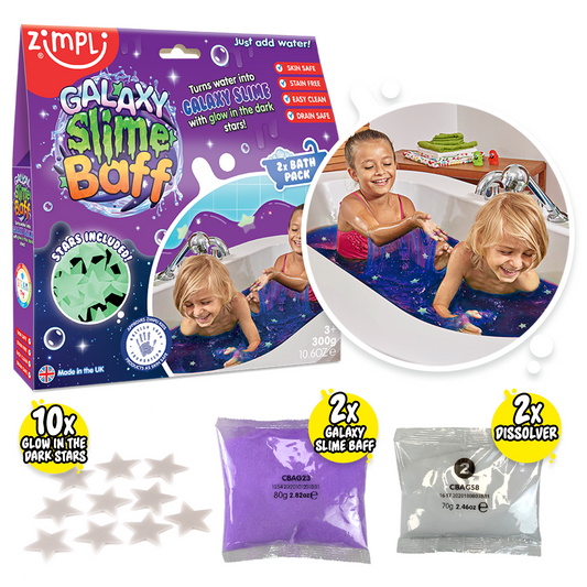 Zimpli Galaxy Slime Baff with Glow In The Dark Stars - 2 Pack