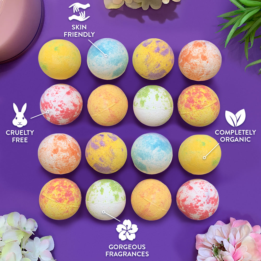 Zimpli Gifts - Round Bath Bomb Gift Set - 16 Pack