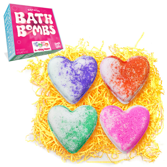 Zimpli Gifts - Large Heart Bath Bomb Gift Set - 4 Pack