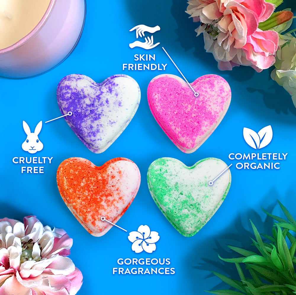 Zimpli Gifts - Large Heart Bath Bomb Gift Set - 4 Pack