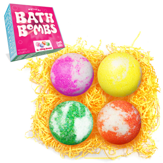 Zimpli Gifts - Large Round Bath Bomb Gift Set - 4 Pack