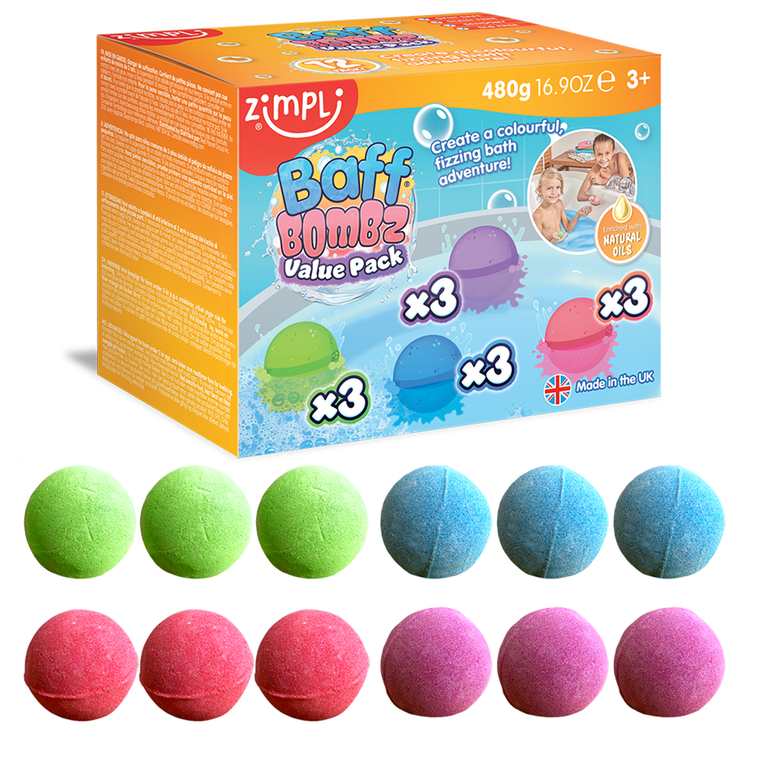 Zimpli Baff Bombz Round Value Pack - 12 Pack