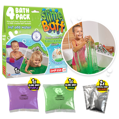 Zimpli Slime Baff 4 Use Pack - Purple & Green