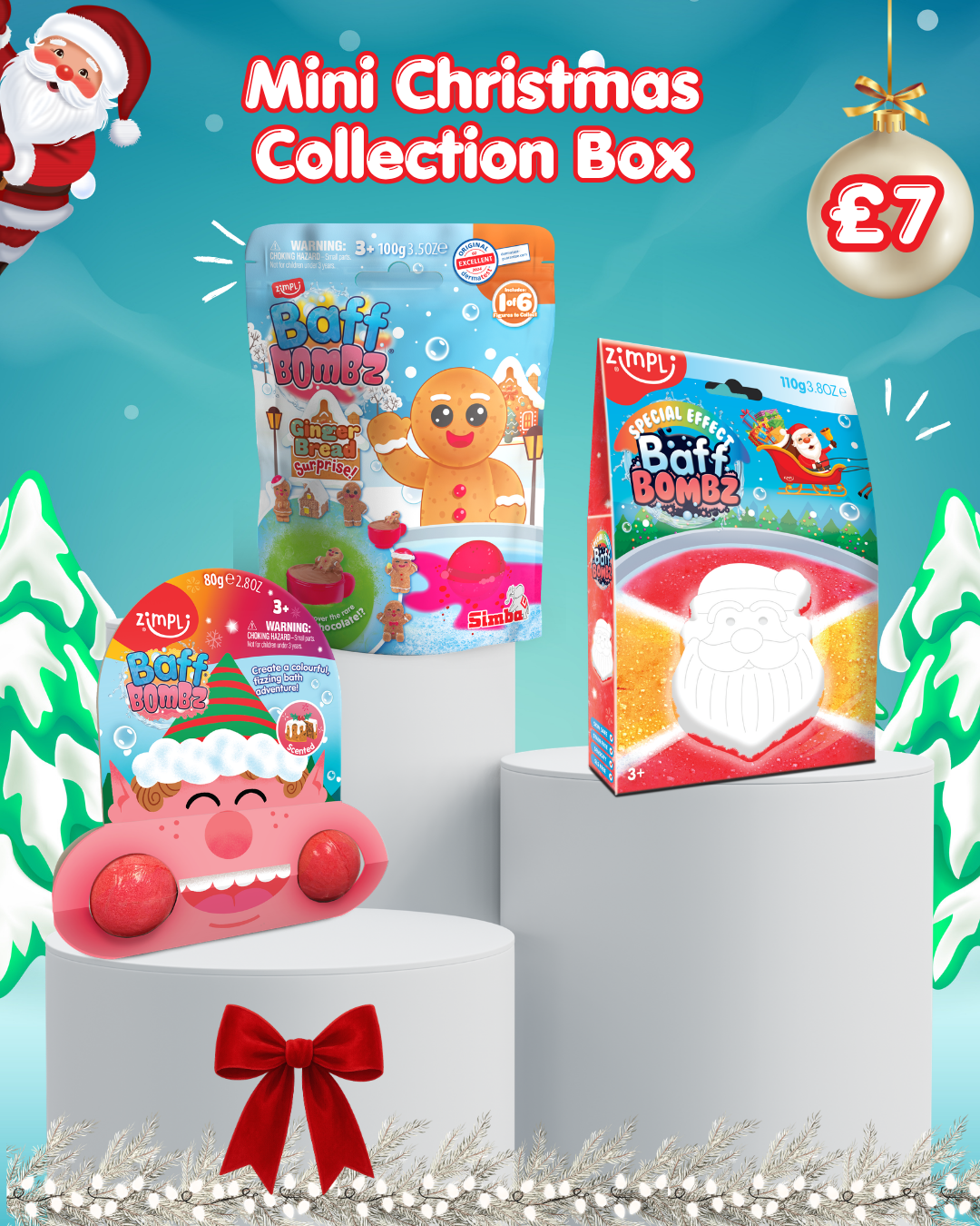 Mini Christmas Collection Box -  3 Christmas Themed Bath Bombs