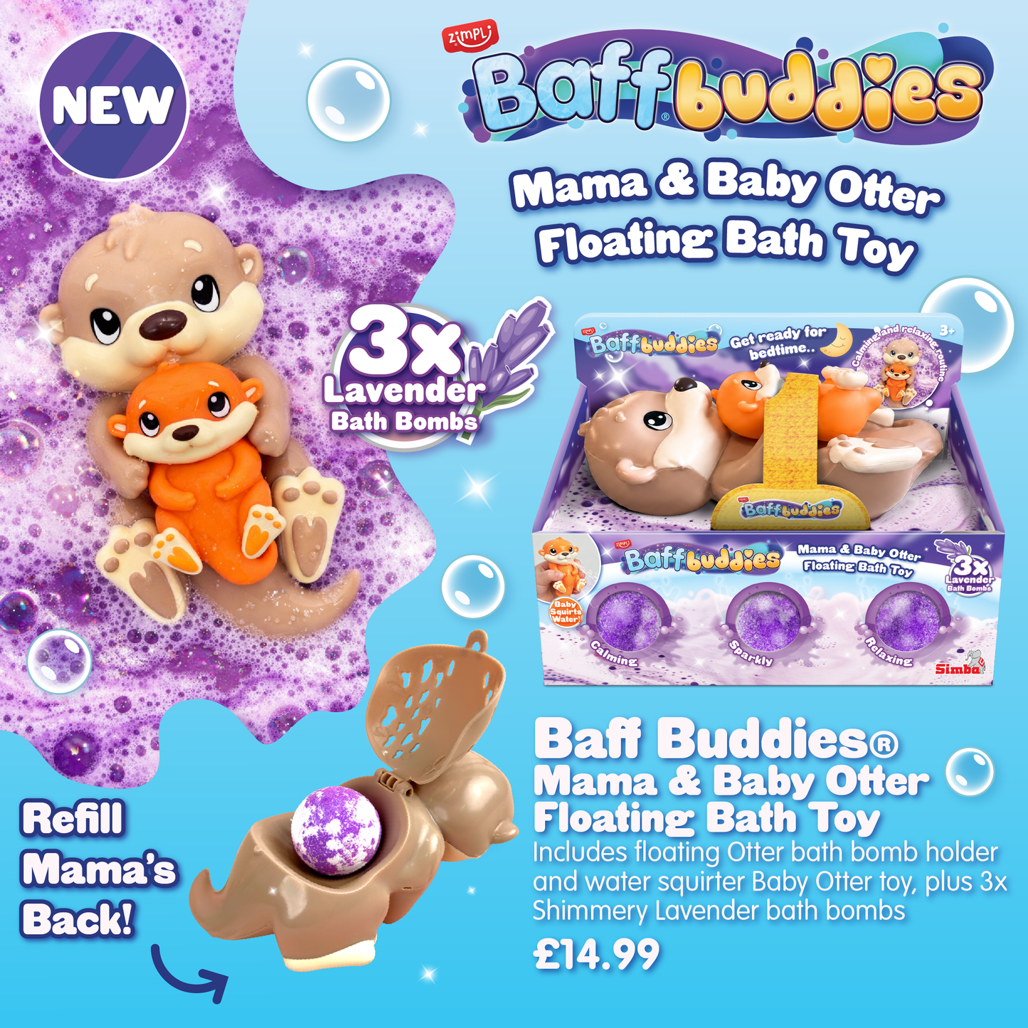 Baff Buddies - Mama & Baby Otter Floating Bath Toy with Baff Bombz