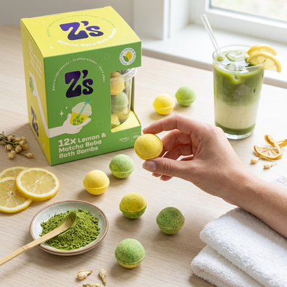 Z's Lemon & Matcha Boba Bath Bombs