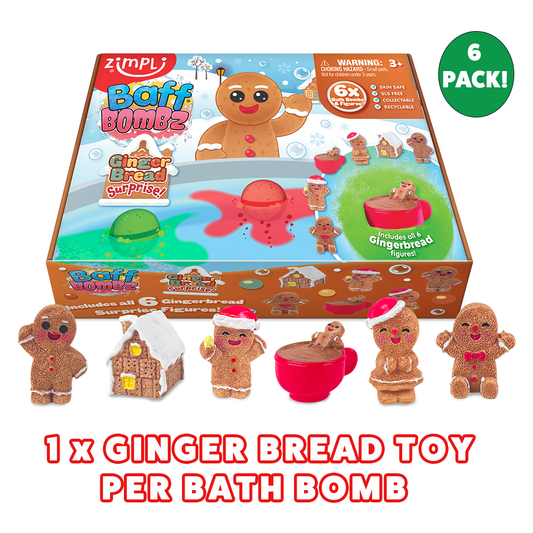 Zimpli Ginger Bread Surprise Baff Bombz - 6 Pack
