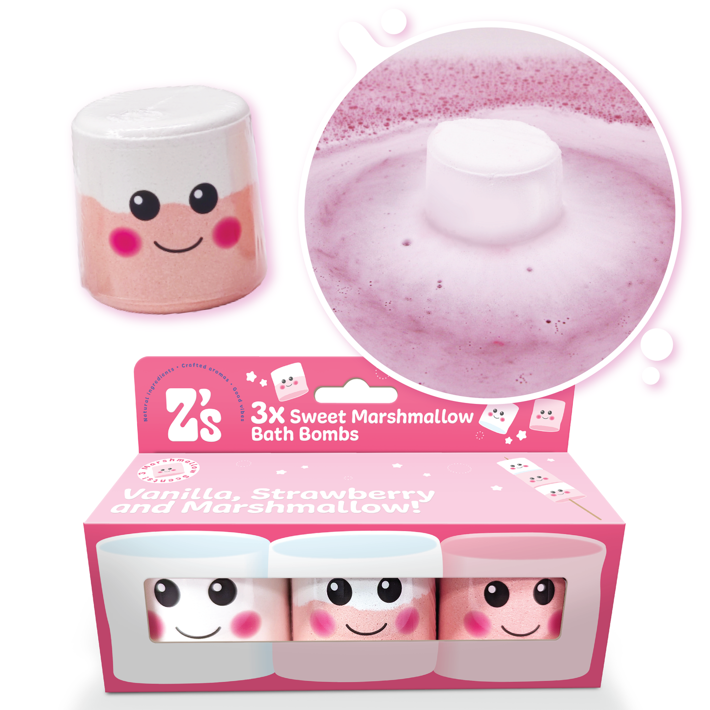 Z's Sweet Marshmallow Bath Bombs - 3 Pack