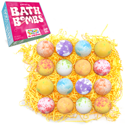 Zimpli Gifts - Round Bath Bomb Gift Set - 16 Pack