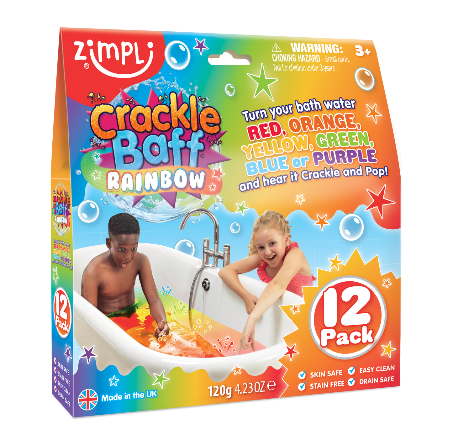 Crackle Baff Rainbow Colours 12 Pack