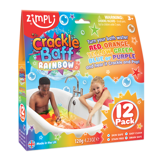 Crackle Baff Rainbow Colours 12 Pack